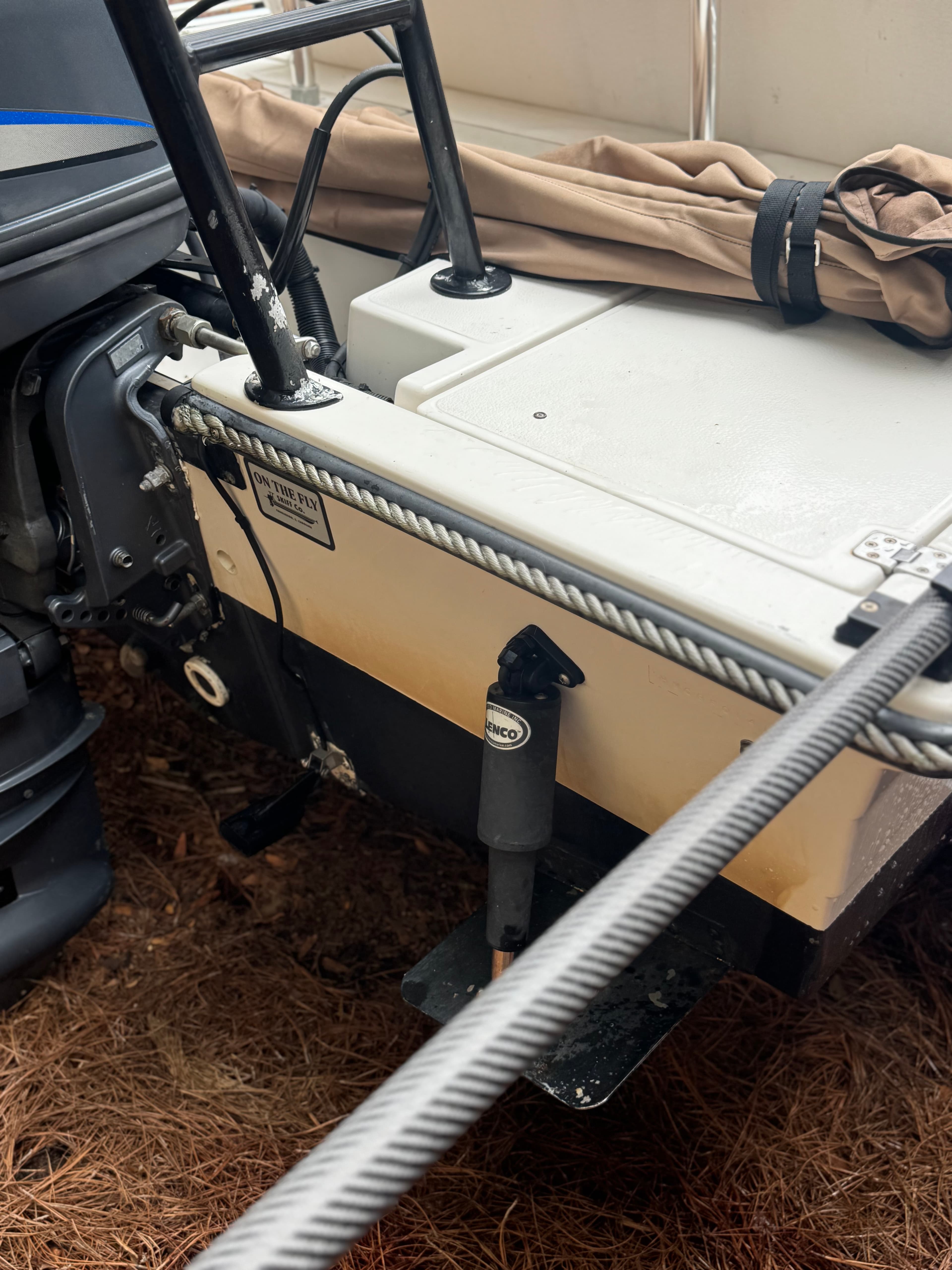 Boat stern, outboard motor and console, mobile detailing in Charleston, SC by Moonshine Detailing